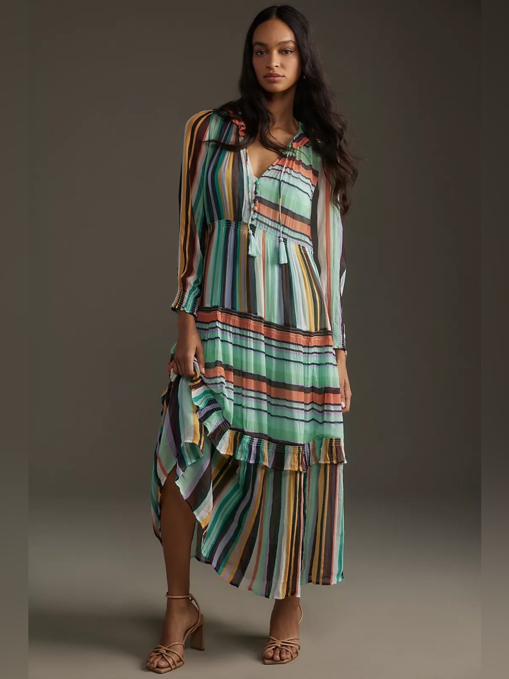 Anthropologie The Marais Printed Chiffon Maxi Dress